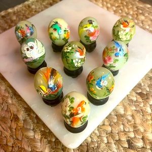 Vintage Jade Chinese handpainted eggs